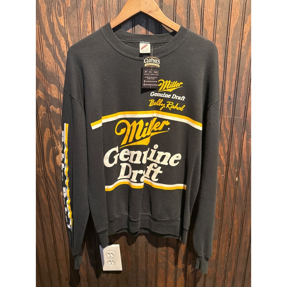 Vintage Jerzees Miller Genuine Draft Bobby Rahal Racing Sweatshirt Black Large